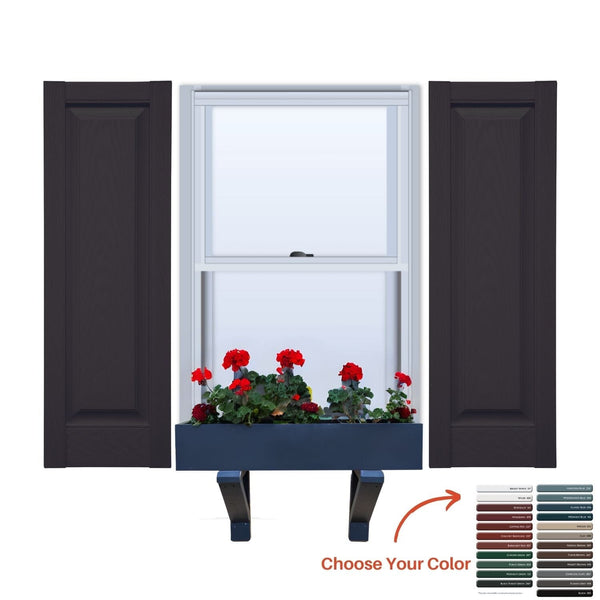 Vinyl | Raised Panel Exterior Shutters | 16.5" Width | No Mid Rail | 1 Pair
