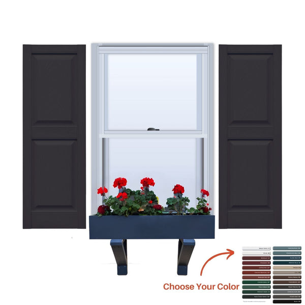 Vinyl | Raised Panel Exterior Shutters |  18" Width | with Mid Rail (50/50 Split) | 1 Pair