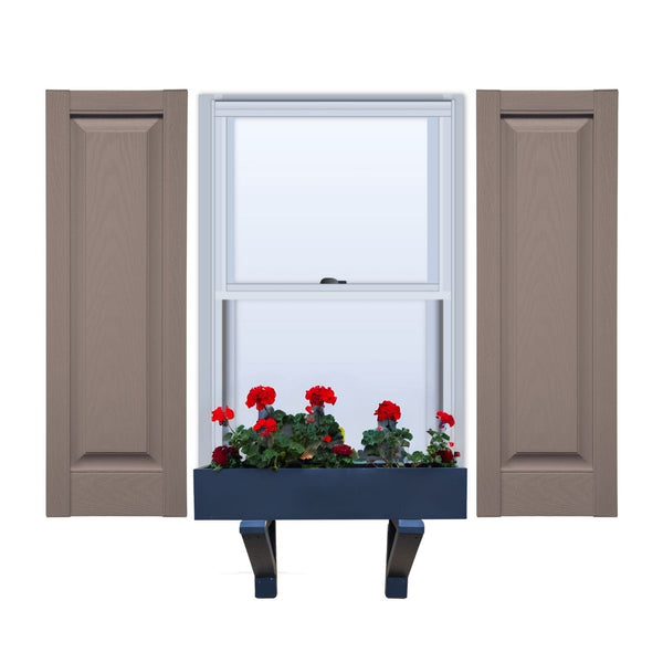 Vinyl | Raised Panel Exterior Shutters | 16.5" Width | No Mid Rail | 1 Pair