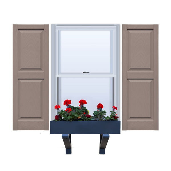 Vinyl | Raised Panel Exterior Shutters |  14.5" Width | with Mid Rail (50/50 Split) | 1 Pair