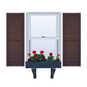 Vinyl | Louvered Exterior Shutters | 12" Width | Straight Top | with Mid Rail (50/50 Split) | 1 Pair