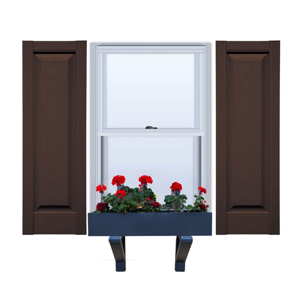Vinyl | Raised Panel Exterior Shutters | 16.5" Width | No Mid Rail | 1 Pair