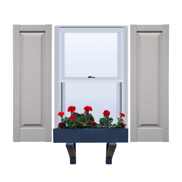 Vinyl | Raised Panel Exterior Shutters | 14.5" Width | No Mid Rail | 1 Pair