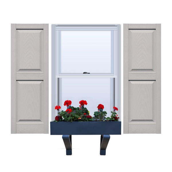 Vinyl | Raised Panel Exterior Shutters |  18" Width | with Mid Rail (50/50 Split) | 1 Pair