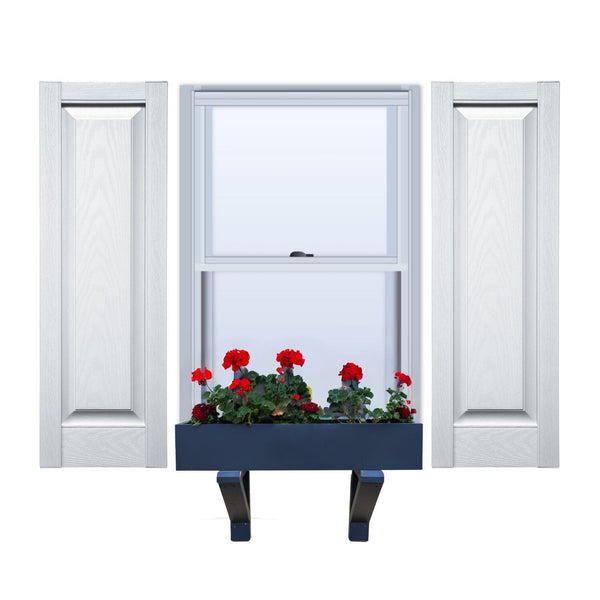 Vinyl | Raised Panel Exterior Shutters | 12" Width | No Mid Rail | 1 Pair