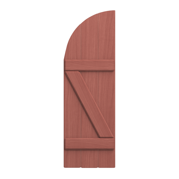 Board and Batten Arch Top & Z Bar Mahogany Shutter - 1 Pair