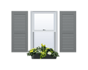 Quick Ship | Composite | Primed | Louvered Wood Exterior Shutter - 2 Equal Sections - 1 Pair