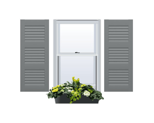 Louvered Composite Wood Exterior Shutter - 3 Equal Sections - 1 Pair
