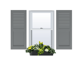 Louver Over Flat Panel Shaker Style Composite Wood Exterior Shutter - 1 Pair