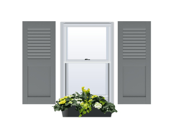Louver Over Flat Panel Shaker Style Composite Wood Exterior Shutter - 1 Pair