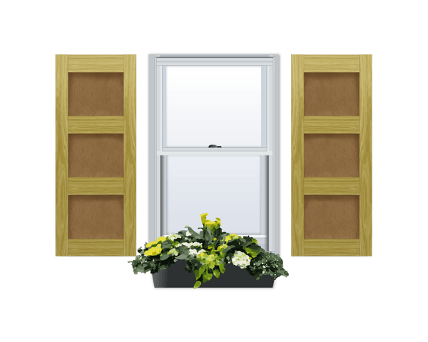 Flat Panel (Ovolo Sticking) Pine Shutter | w/ Extira Composite Panels - 3 Equal Sections - 1 Pair
