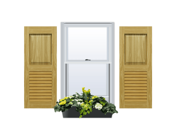 Raised Panel Over Louver Pine Shutter  | W/ Extira Composite Panel - 1 Pair
