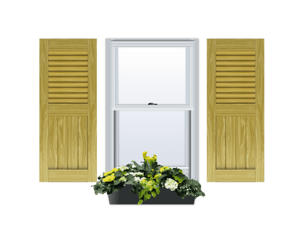 Louver Over Flat Panel V Groove Pine Shutter - 1 Pair