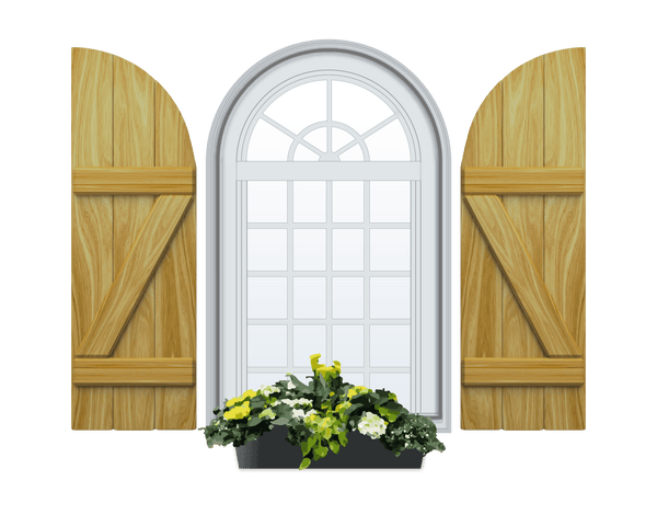 Board and Batten Arch Top & Z Bar Pine Shutter - 1 Pair