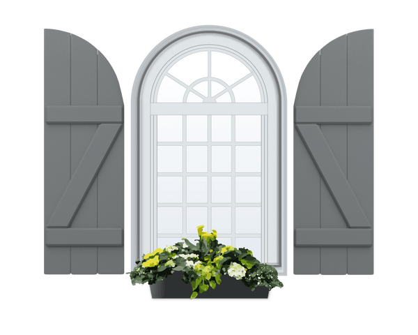 Board and Batten Arch Top & Composite Wood Exterior Shutter - 1 Pair