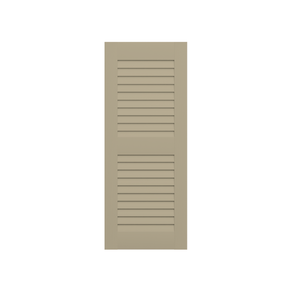 Louvered Mahogany Shutter - 2 Equal Sections - 1 Pair