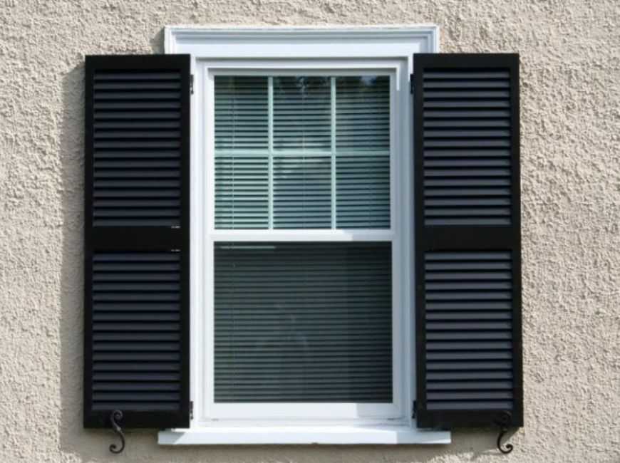 window with black shutters