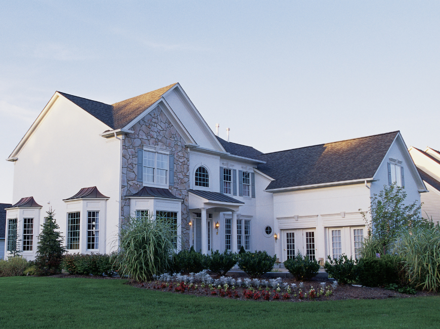 home with blue composite shutters