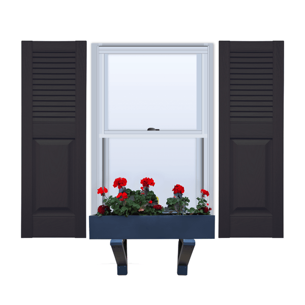 Vinyl | Louver Over Raised Panel Exterior Shutters | 14.5