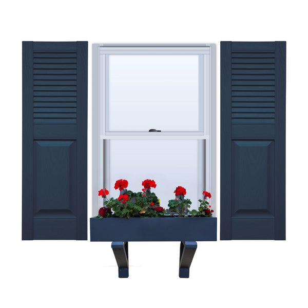 Vinyl | Louver Over Raised Panel Exterior Shutters | 16.5