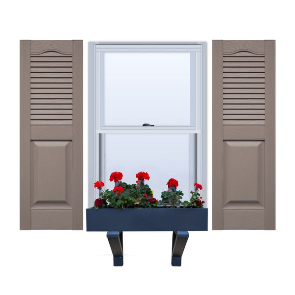 Vinyl | Louver Over Raised Panel Exterior Shutters | 18