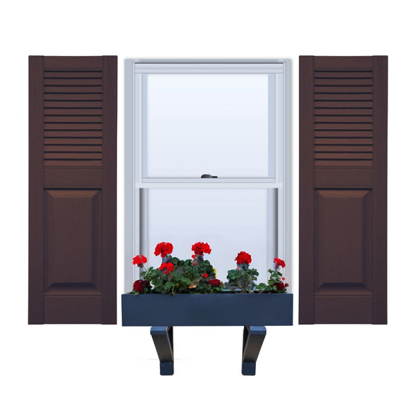 Vinyl | Louver Over Raised Panel Exterior Shutters | 14.5