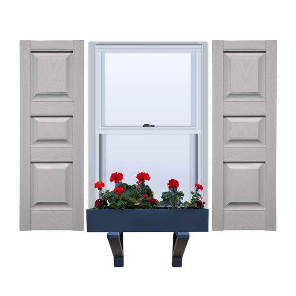 Vinyl | Raised Three Panel Exterior Shutters | 9.25