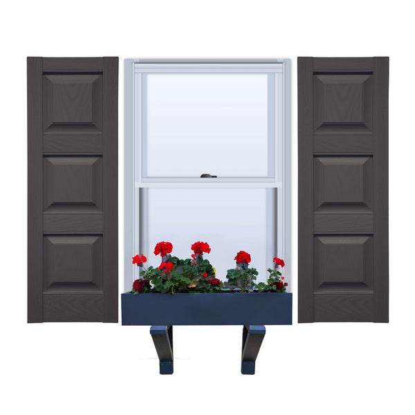 Vinyl | Raised Three Panel Exterior Shutters | 9.25