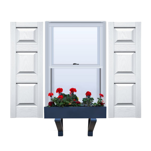 Vinyl | Raised Three Panel Exterior Shutters | 14.5