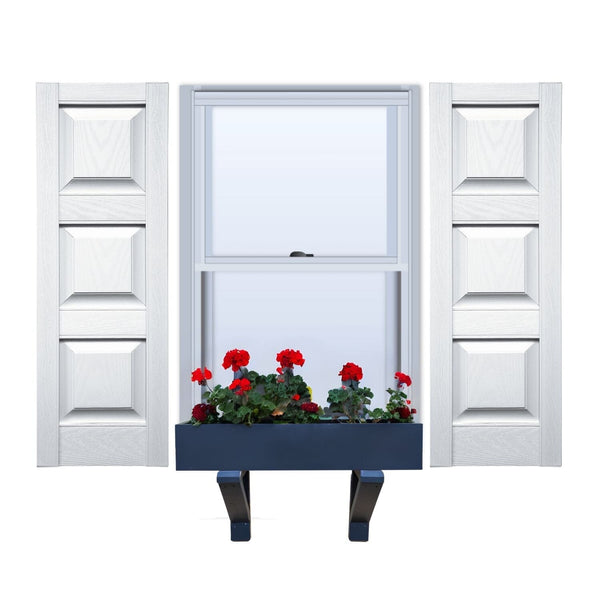 Vinyl | Raised Three Panel Exterior Shutters | 16.5