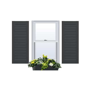 Quick Ship | Composite | Painted: Black | Louvered Single Panel Exterior Shutter | 1 Pair