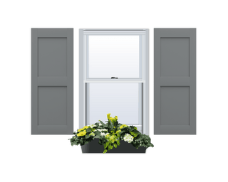 Quick Ship | Composite | Primed | Flat Panel Shaker Style Wood Exterior Shutter - 2 Equal Sections - 1 Pair