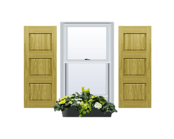 Raised Panel Pine Shutter | w/ Extira Composite Panels - 3 Equal Sections - 1 Pair