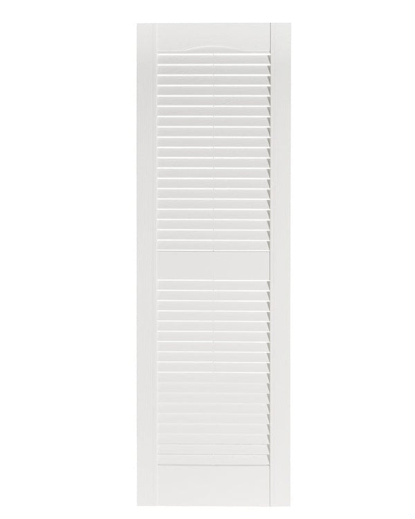 Quick Ship | Vinyl | Louvered Cathedral Top Exterior Shutter | 2 Equal Sections | 1 Pair