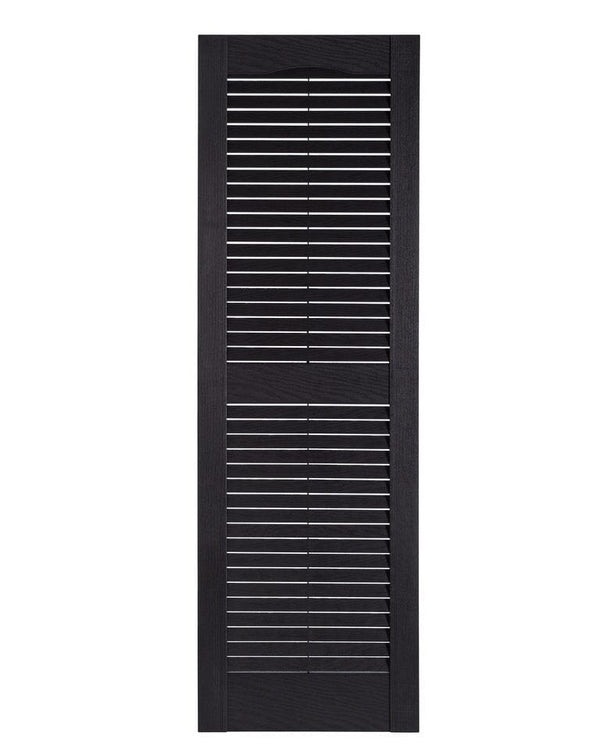 Quick Ship | Vinyl | Louvered Cathedral Top Exterior Shutter | 2 Equal Sections | 1 Pair