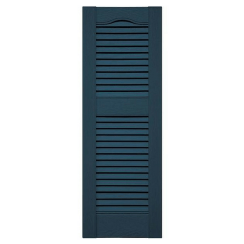 Cathedral Top Offset Mullion Louver Vinyl Shutter (1 Pair)