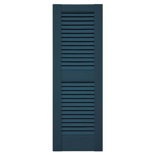 Straight Top Center Mullion Louver Vinyl Shutter (1 Pair)