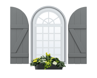Board and Batten Arch Top & Z Bar Composite Wood Exterior Shutter - 1 Pair