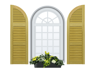 Louvered Arch Top Pine Shutter - 3 Equal Sections - 1 Pair