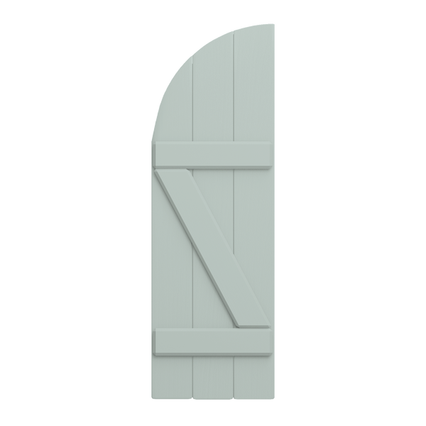 Board and Batten Arch Top & Z Bar Mahogany Shutter - 1 Pair